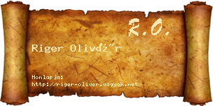 Riger Olivér névjegykártya